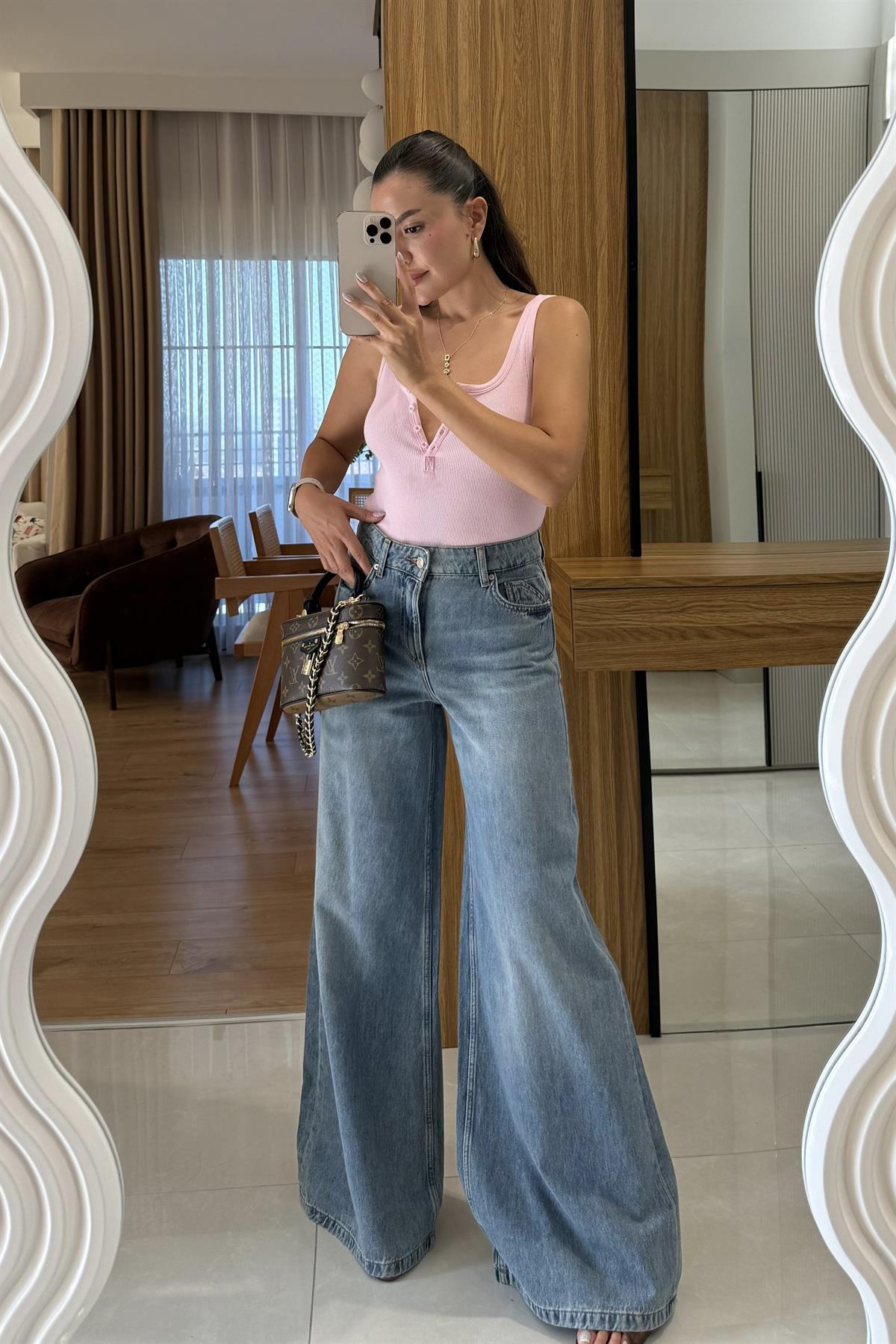 Brenda Darkblue Geniş Paça Jean