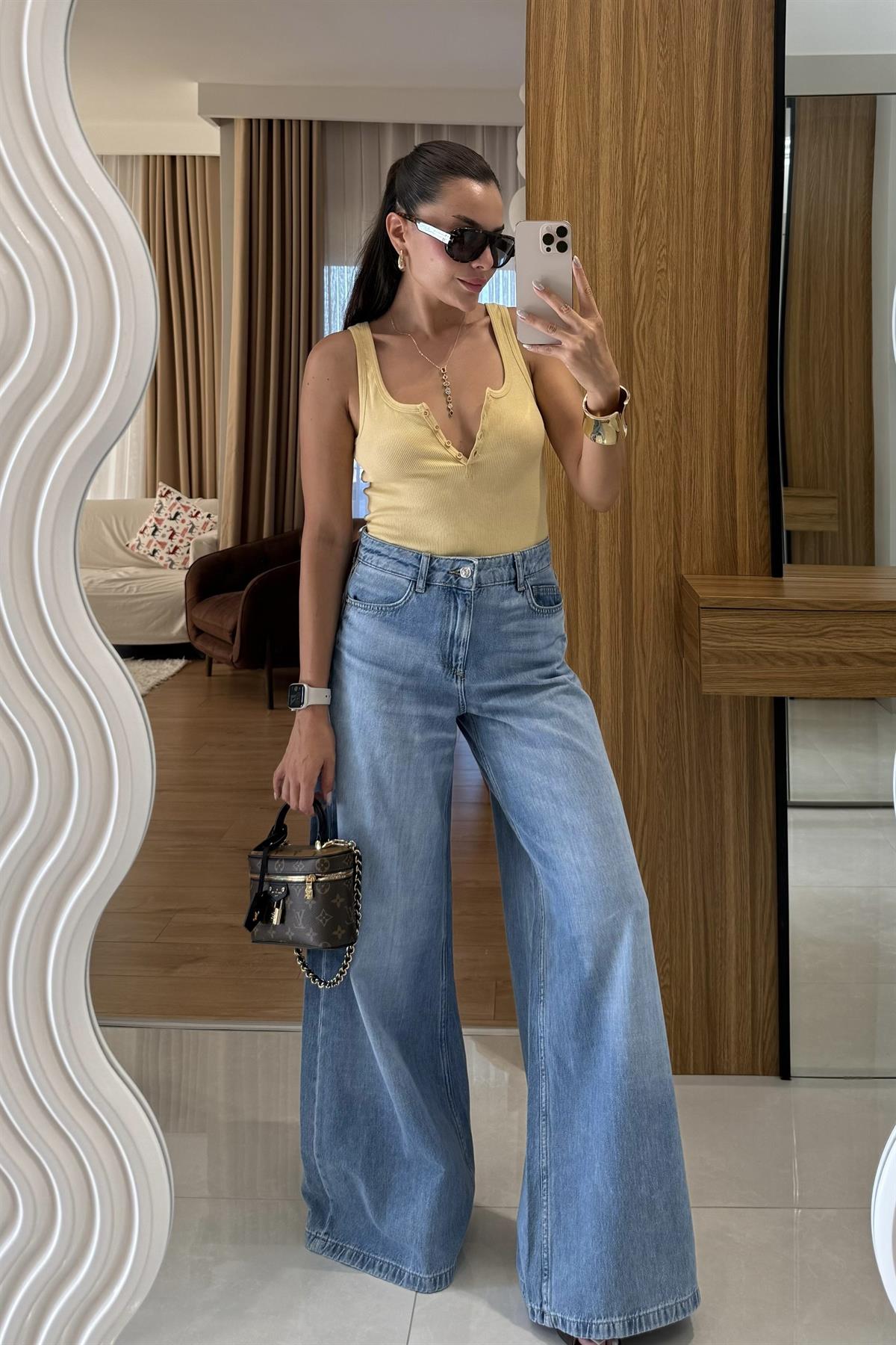 Brenda Midblue Geniş Paça Jean