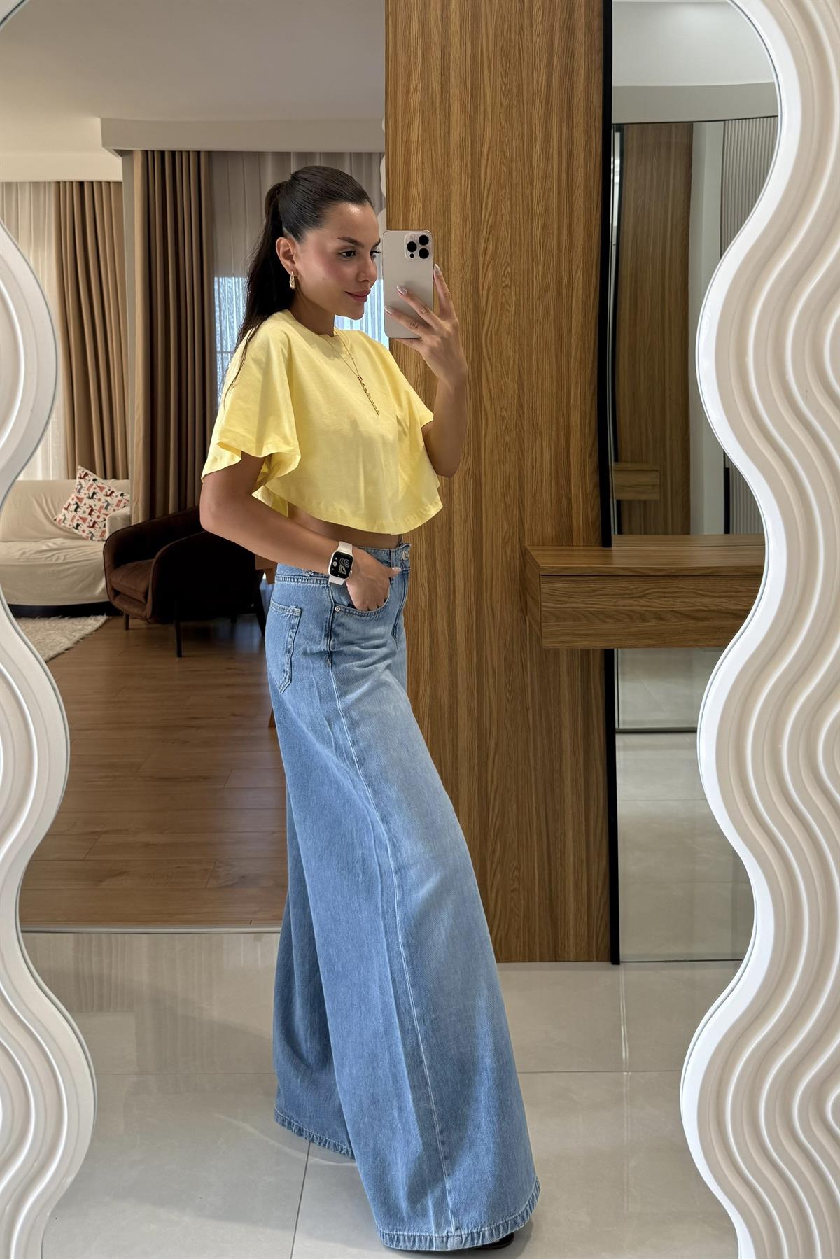 Brenda Midblue Geniş Paça Jean