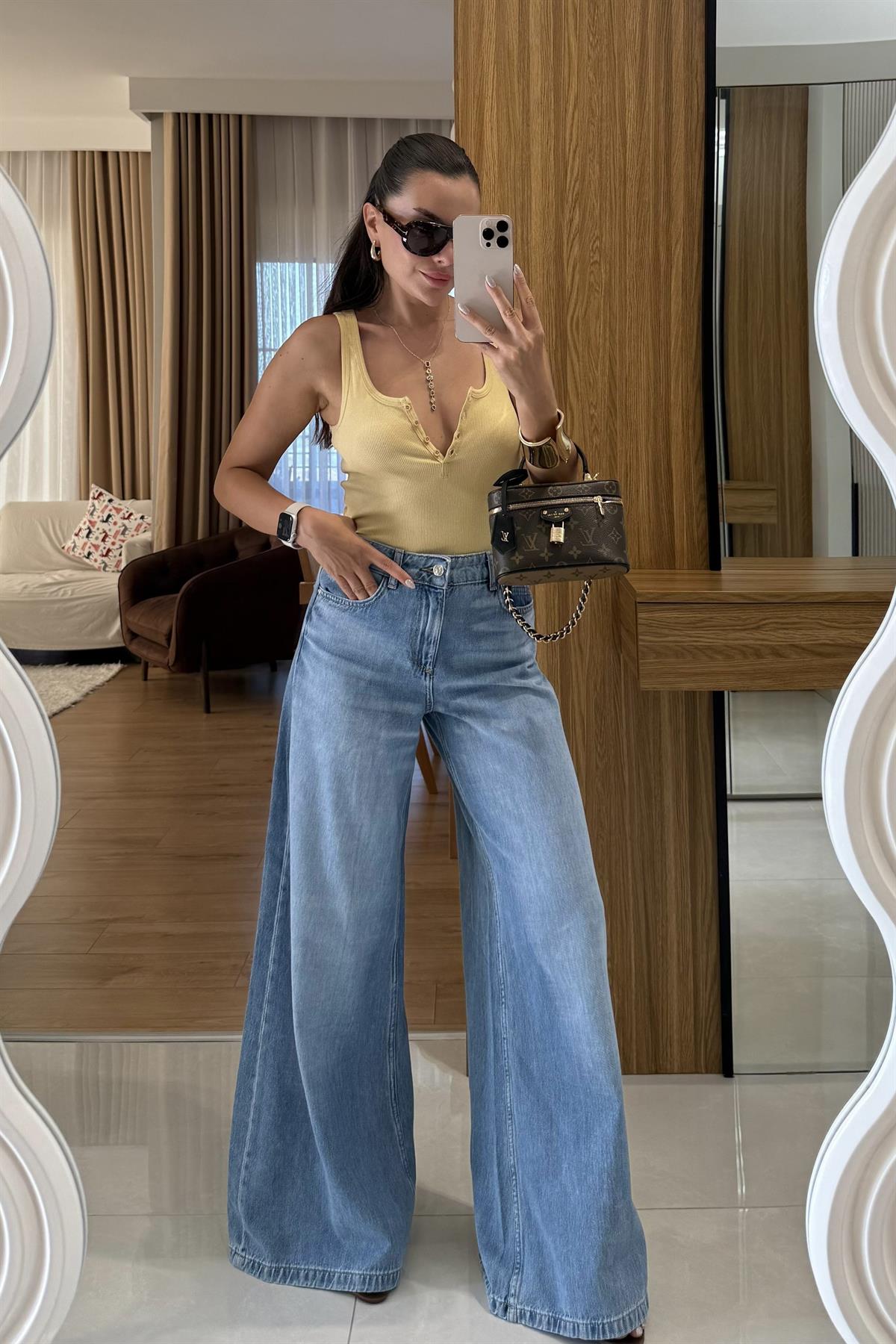 Brenda Midblue Geniş Paça Jean