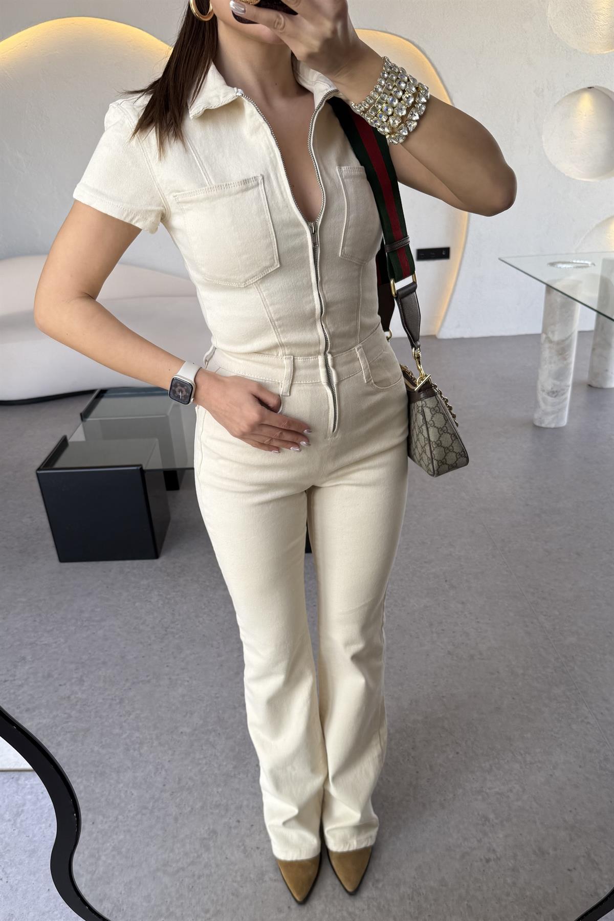 Brescia Fermuarlı Gabardin Tulum 
