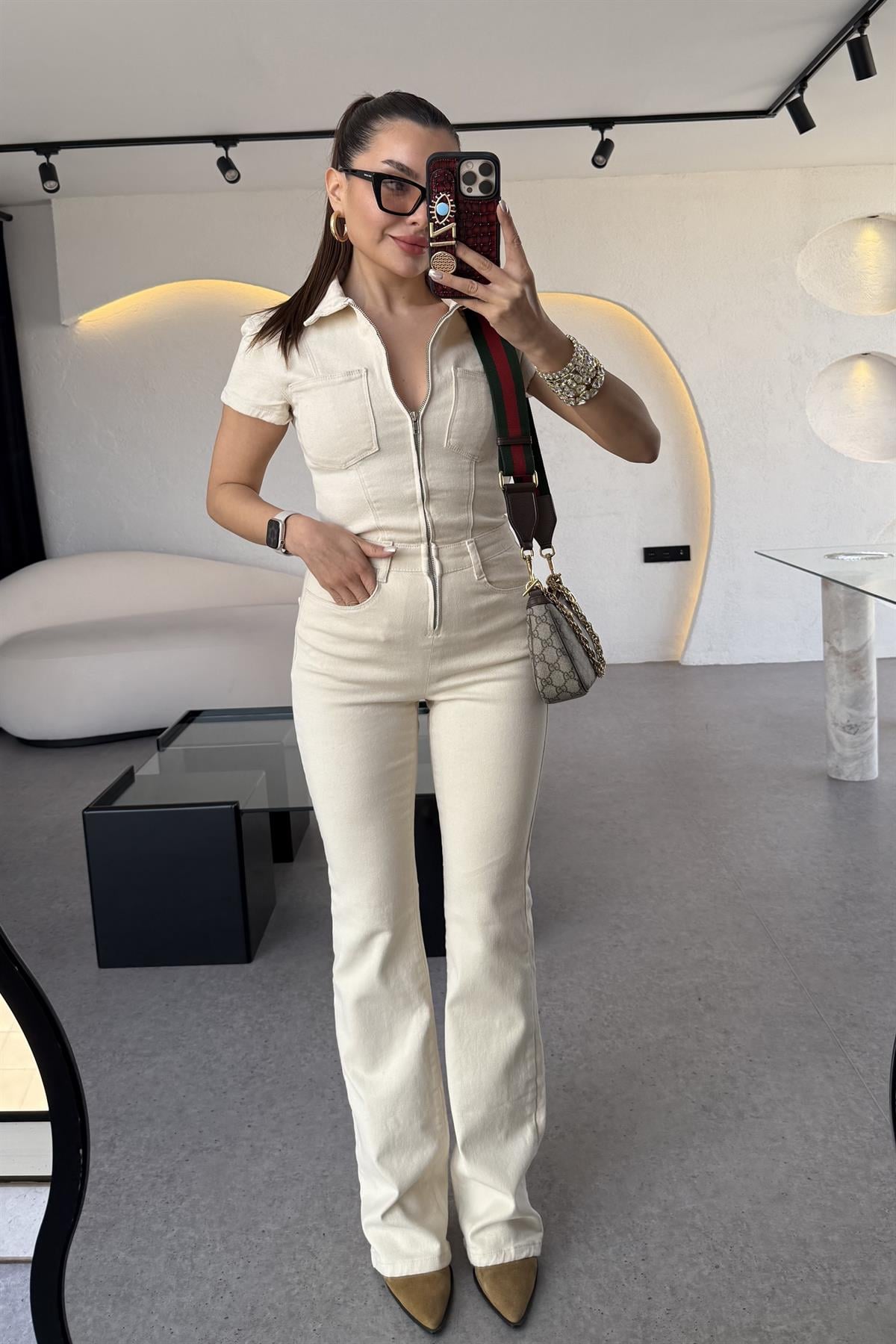 Brescia Fermuarlı Gabardin Tulum 