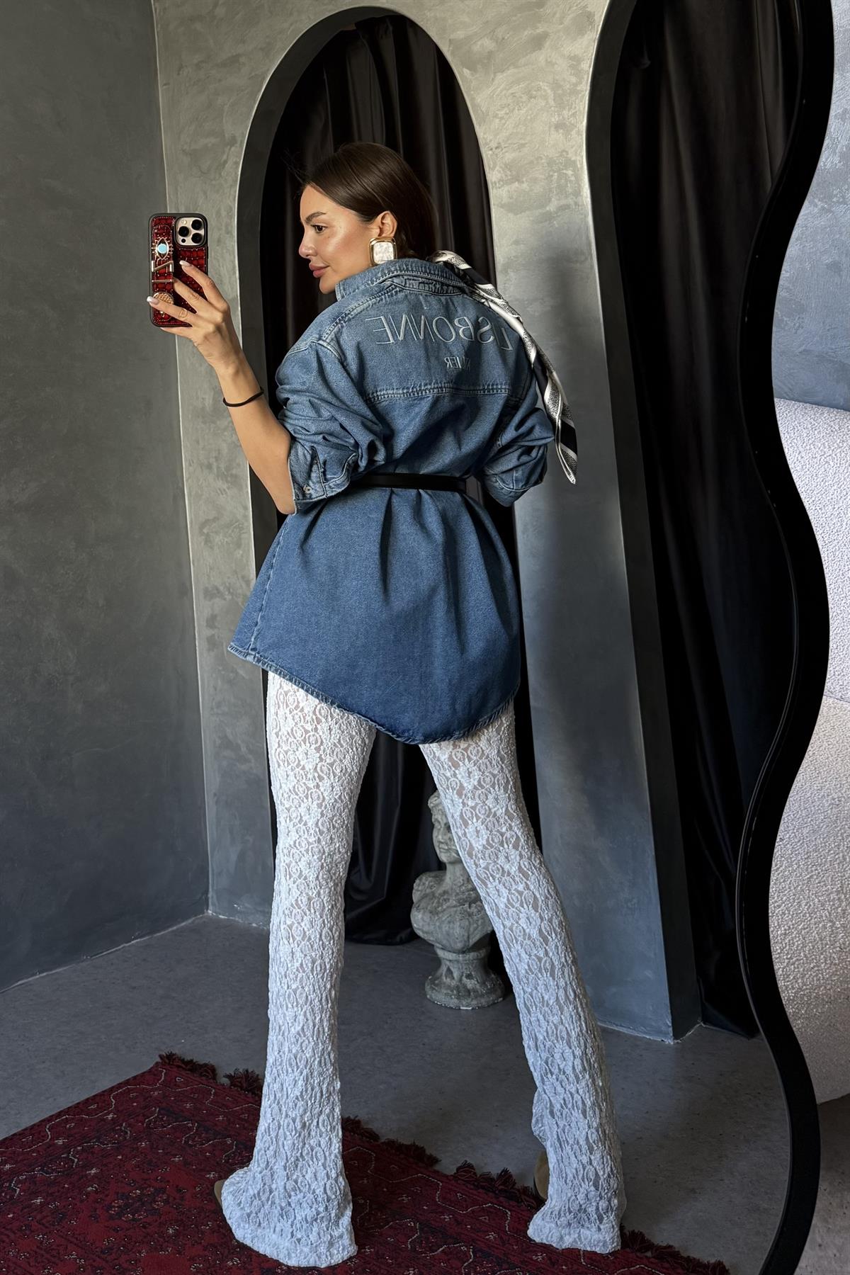 Brews Beyaz Dantel İspanyol Pantolon