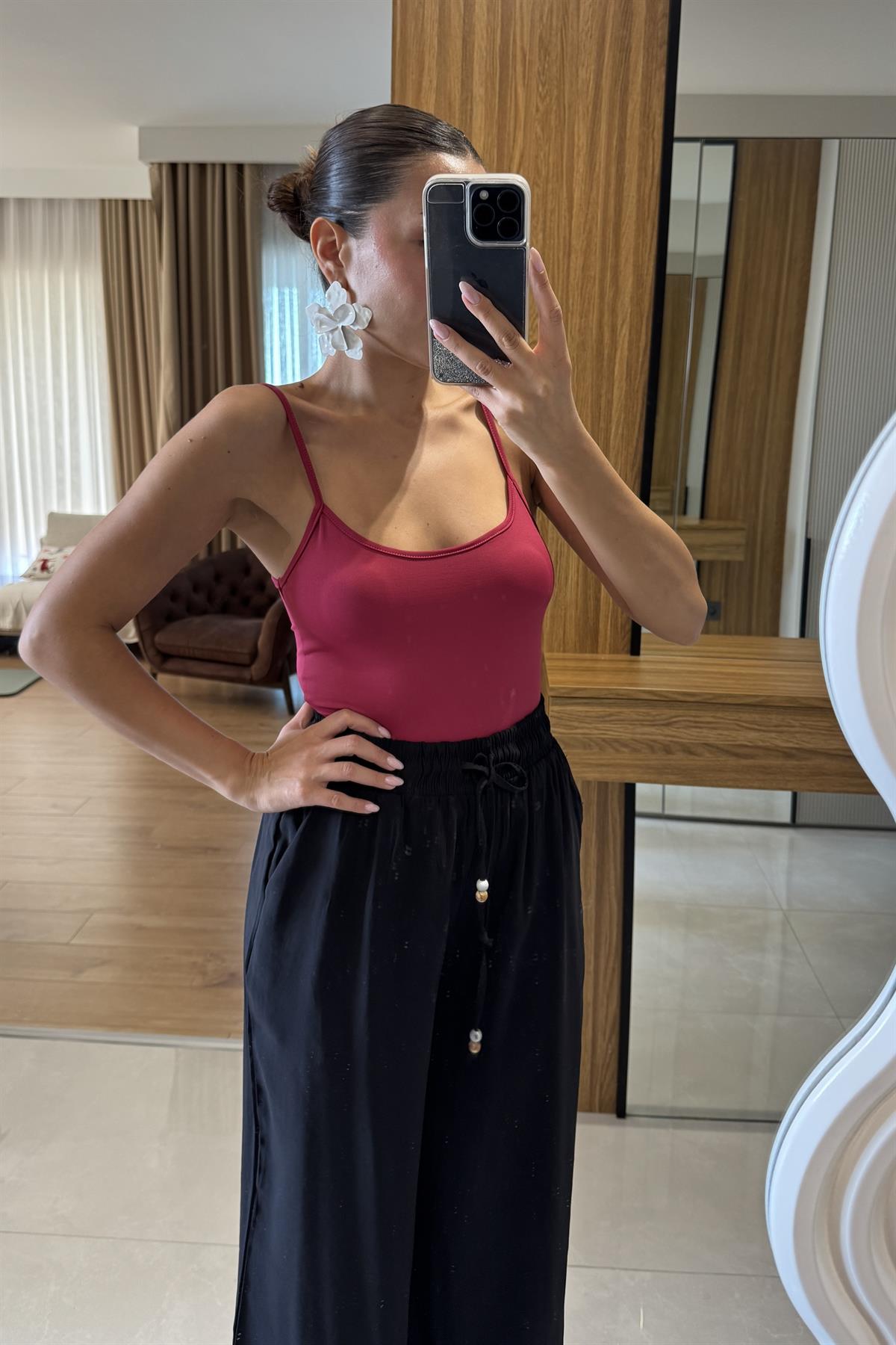 Brianne Fuşya Askılı Dilvin Crop 