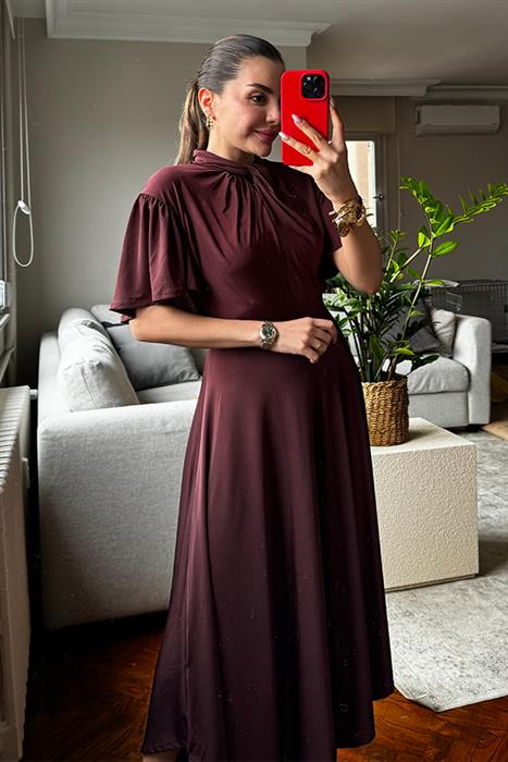 Bristol Asimetrik Kesim Bordo Elbise