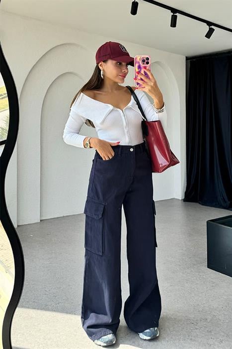 Brokly Lacivert Kargo Cepli Jean 