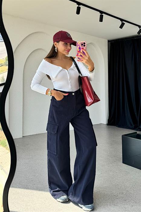 Brokly Lacivert Kargo Cepli Jean 