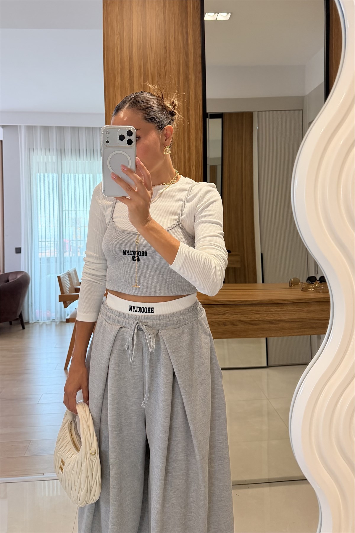 Brooklyn Gri İkili Görünümlü Crop