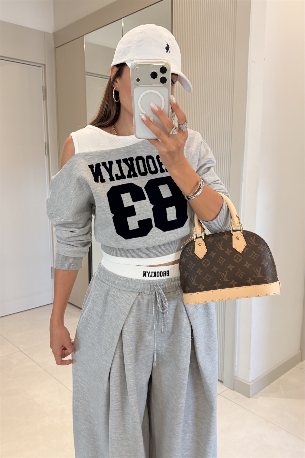 Brooklyn Gri İkili Görünümlü Sweat