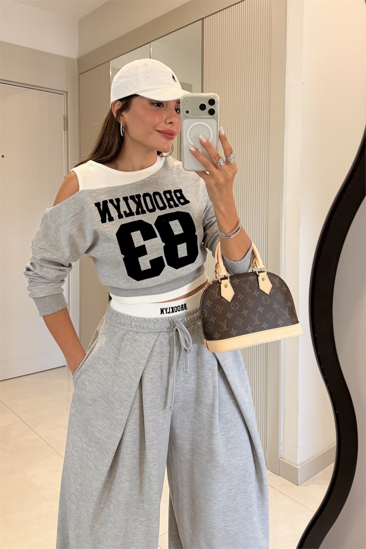 Brooklyn Gri İkili Görünümlü Sweat