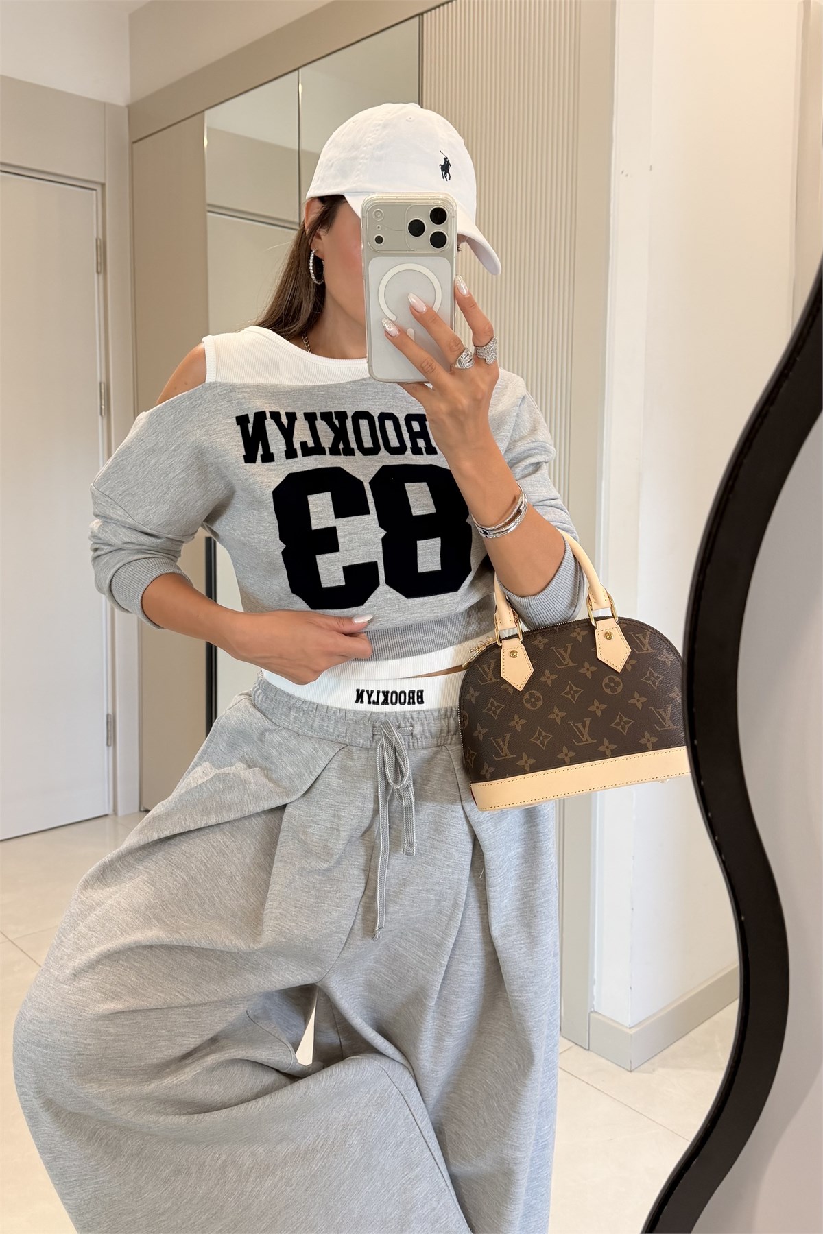 Brooklyn Gri İkili Görünümlü Sweat