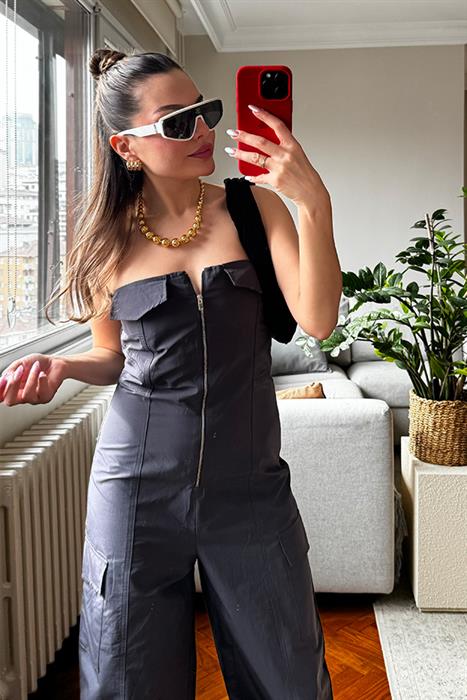 Brshk Fermuarlı Straplez Paraşüt Tulum