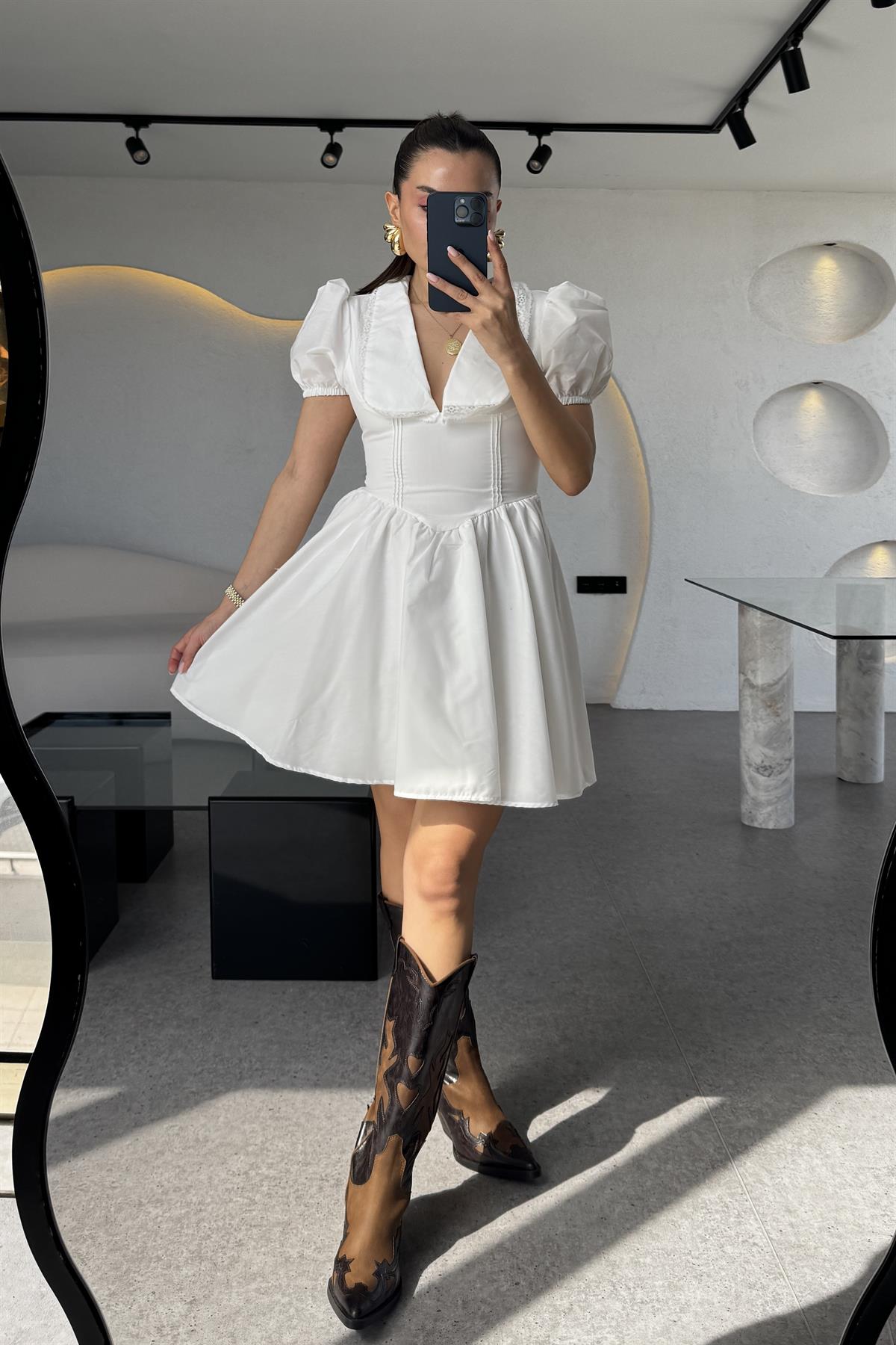 Buttercup Bebe Yaka Poplin Elbise