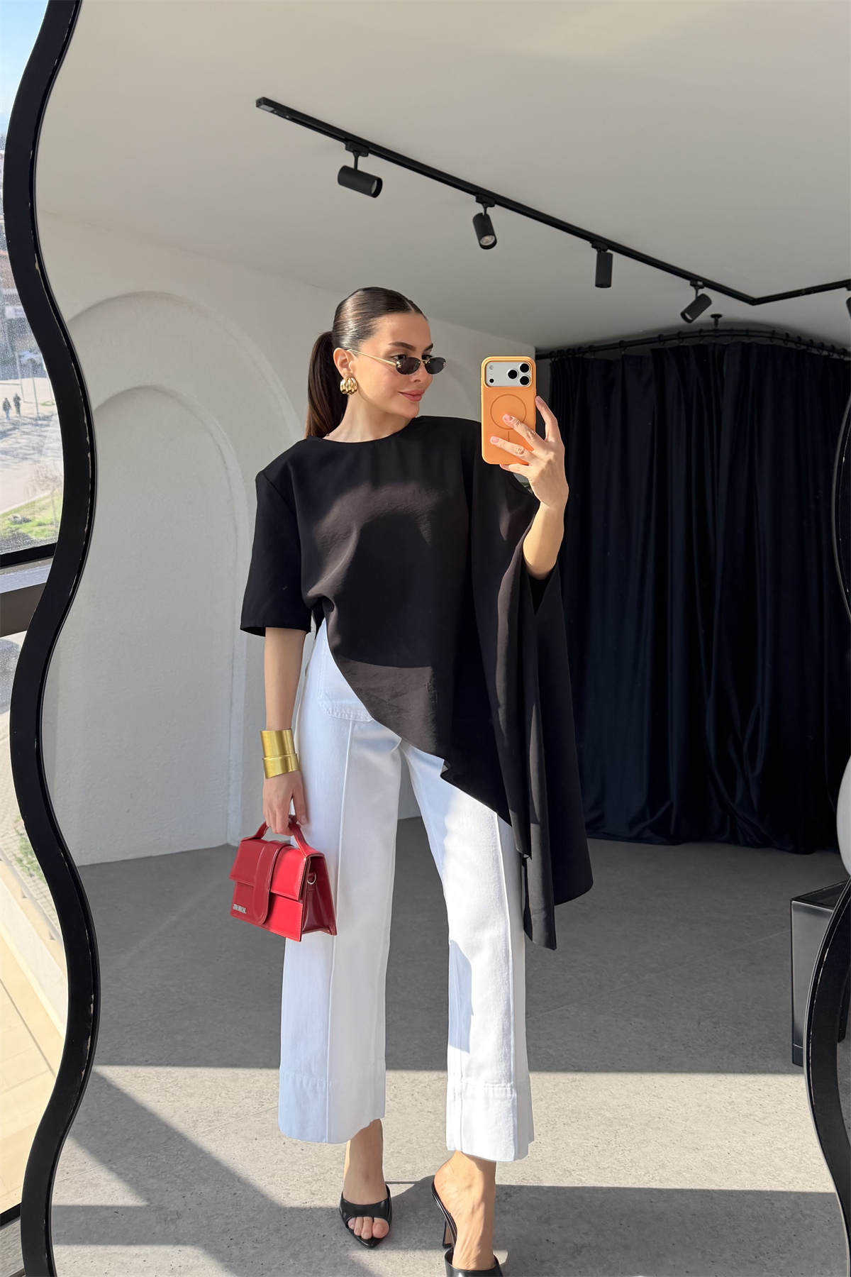 Caithe Beyaz Çimalı Bilek Boy Jean