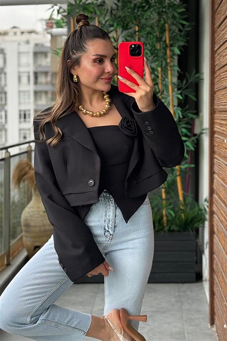 Caitlyn Siyah Crop Ceket