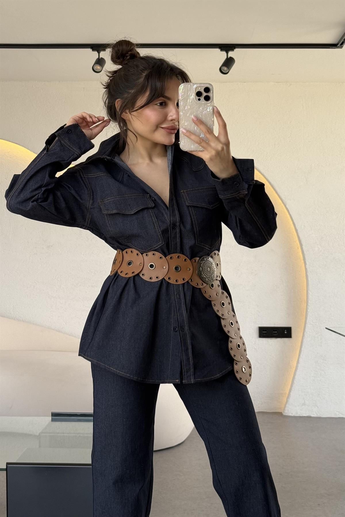 Califor Denim Belden Oturtmalı Gömlek