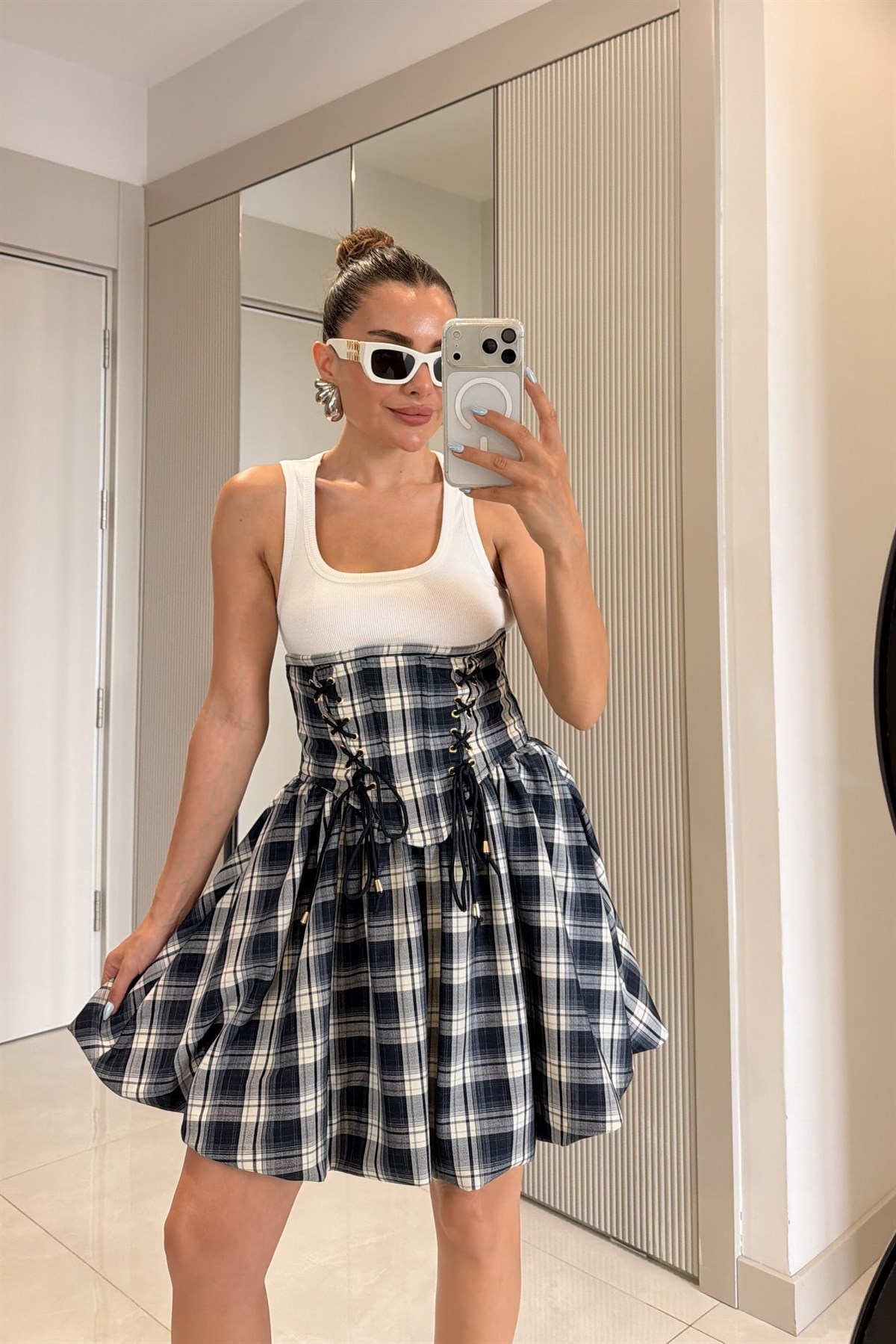 Cameron Sgz Korse Model Ekose Elbise