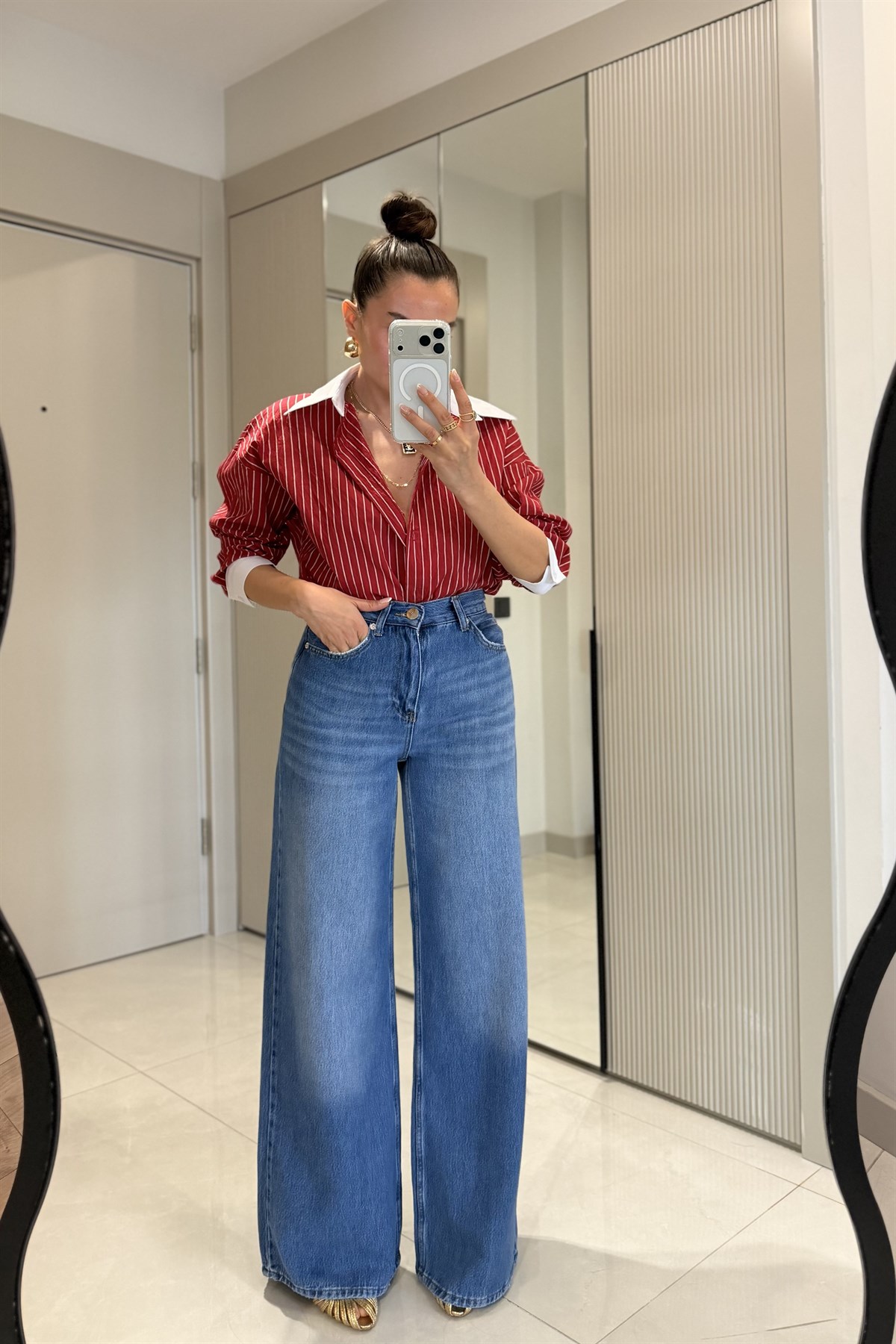 Camy Midblue Wide Leg Jean