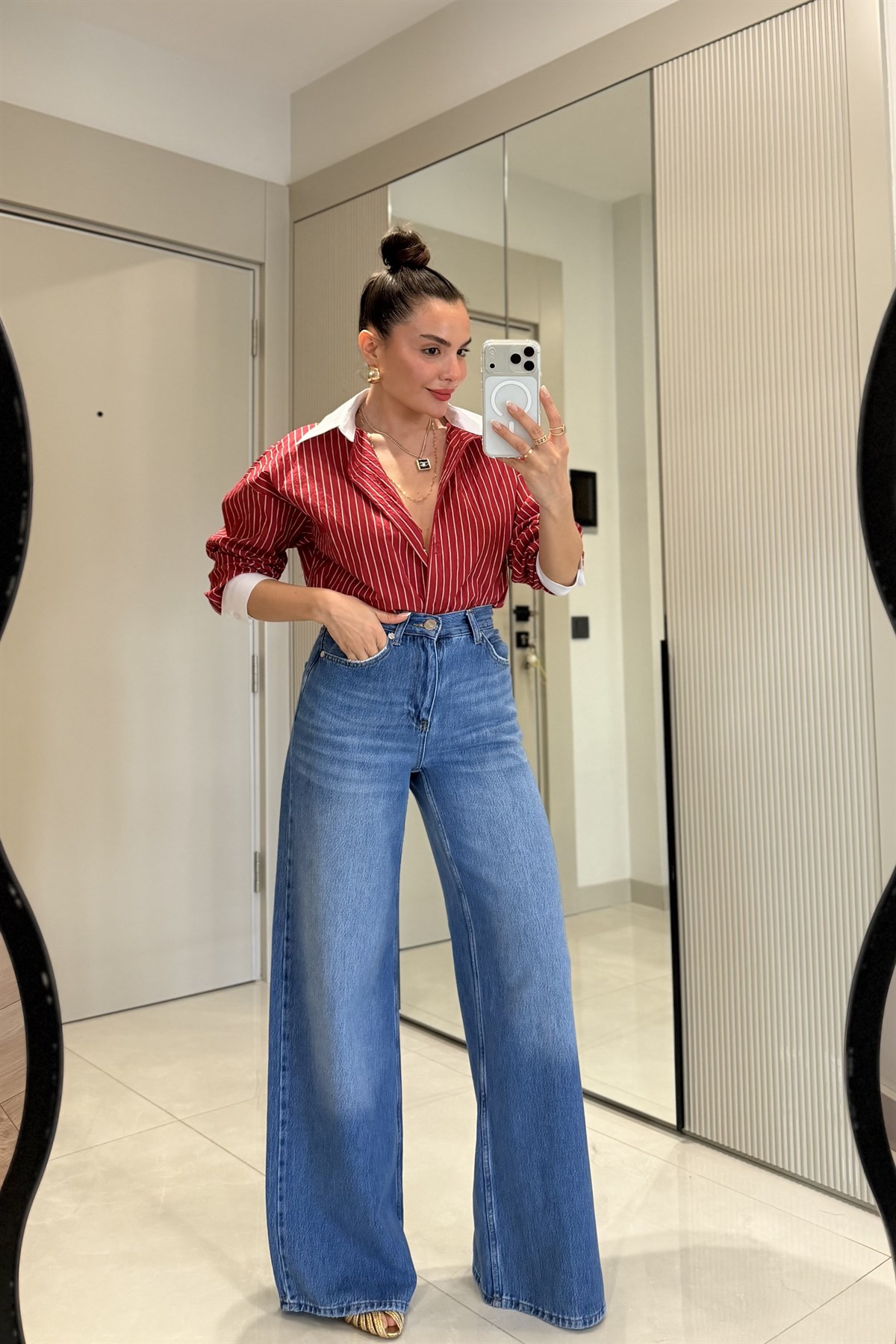 Camy Midblue Wide Leg Jean