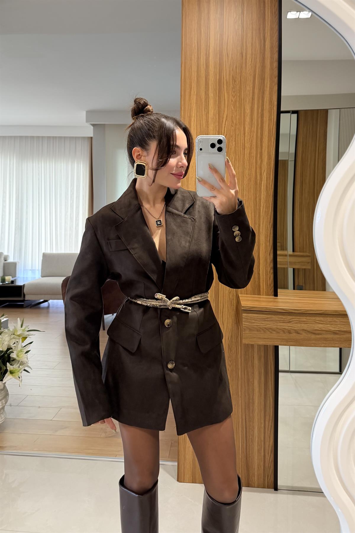 Cannie Acı Kahve Süet Blazer