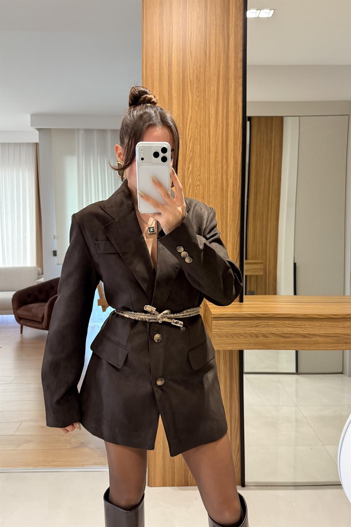 Cannie Acı Kahve Süet Blazer