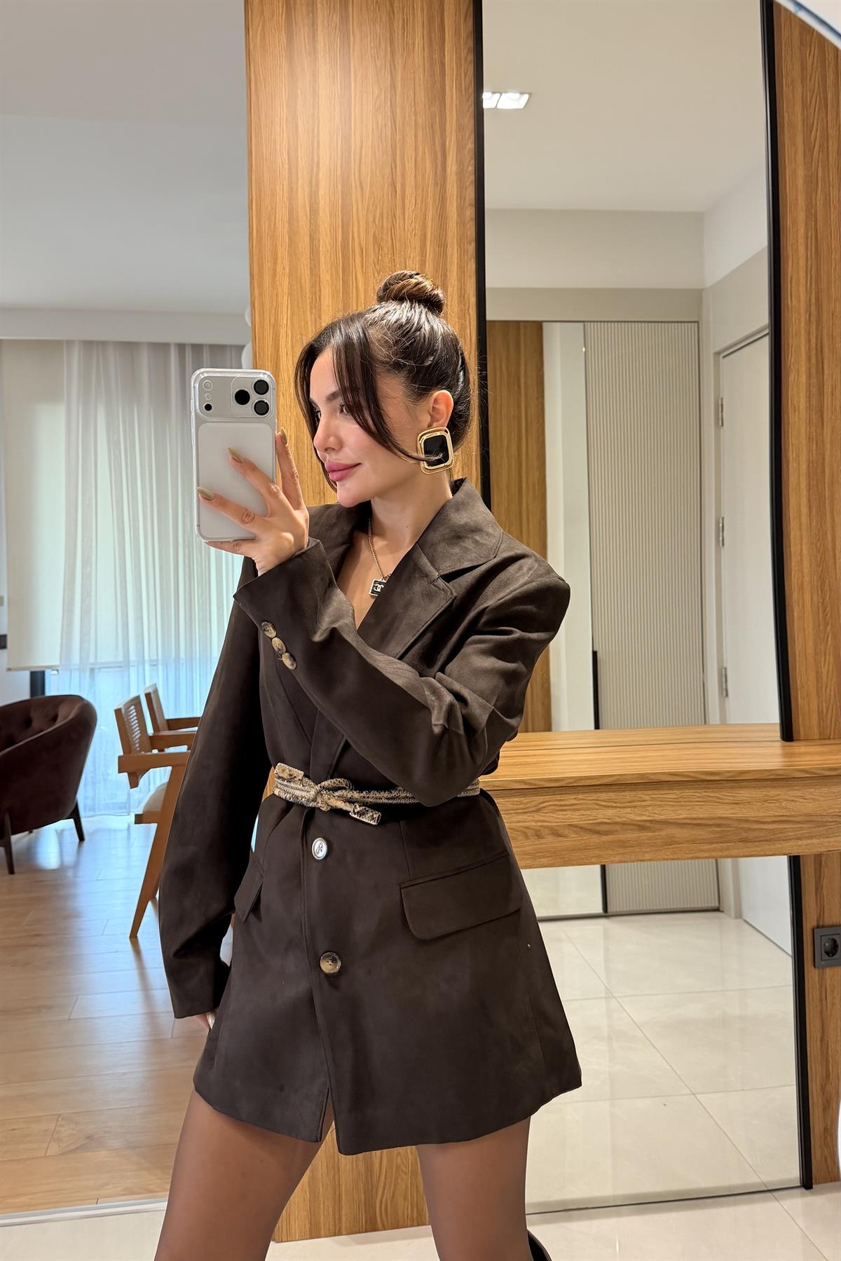 Cannie Acı Kahve Süet Blazer