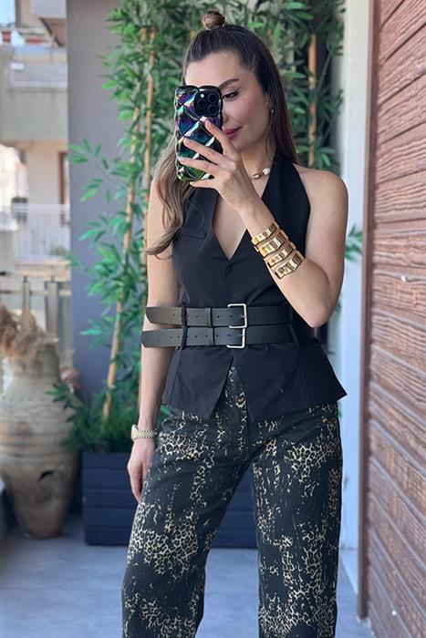 Capsule Koyu Leopar Desen Palazzo Jean