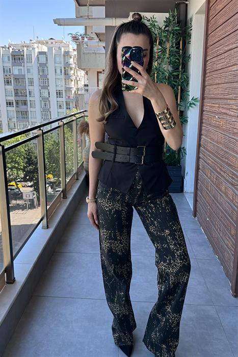 Capsule Koyu Leopar Desen Palazzo Jean