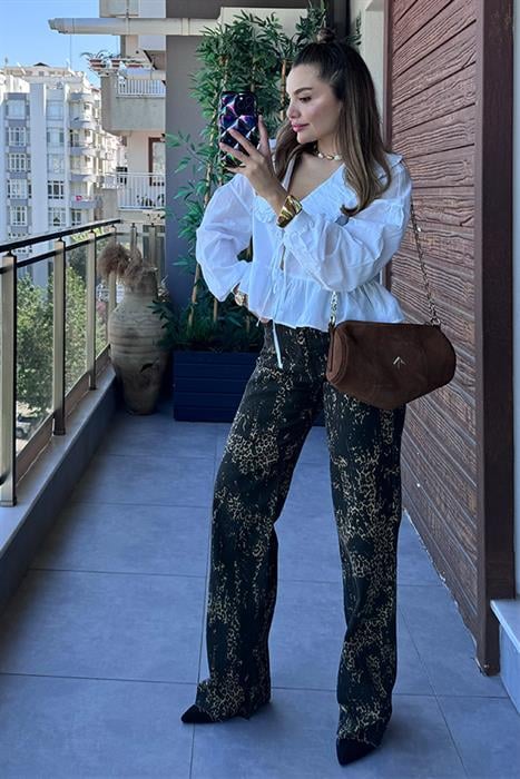 Capsule Koyu Leopar Desen Palazzo Jean