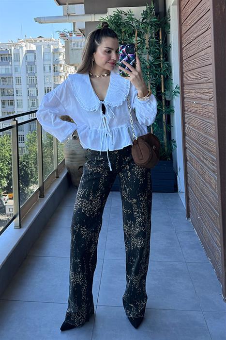 Capsule Koyu Leopar Desen Palazzo Jean