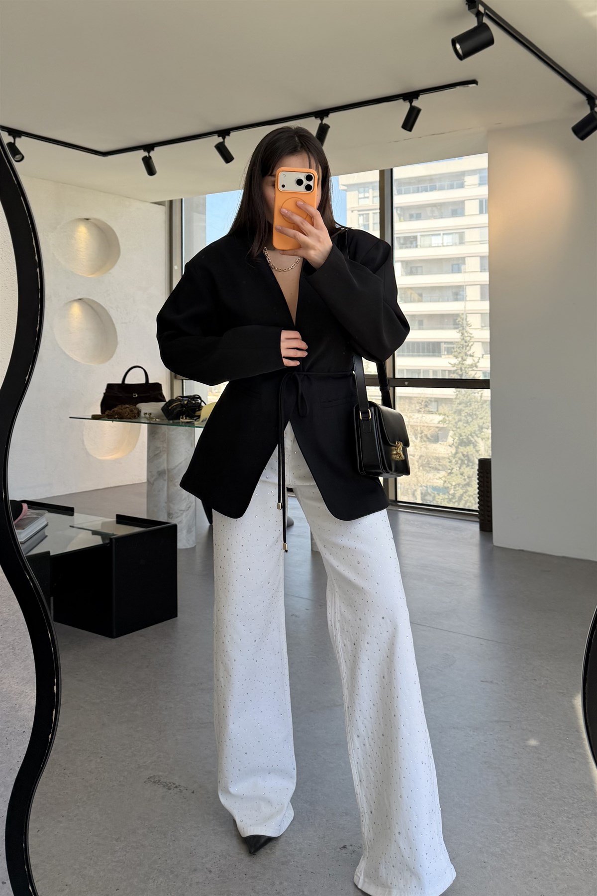 Carena Siyah İpli Vatkalı Blazer Ceket