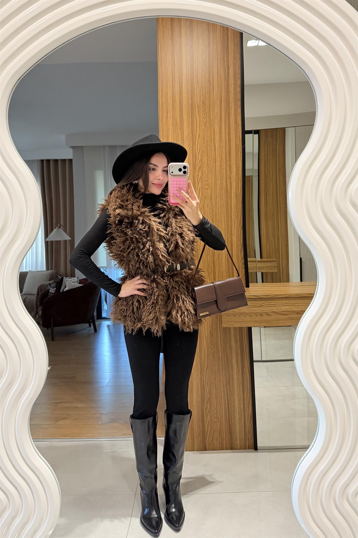 Carlos Kahve Kürk Yelek 