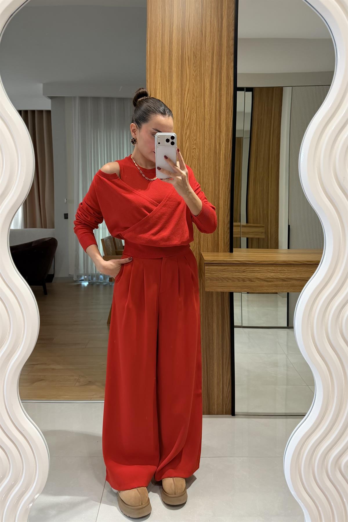 Carolin Kırmızı Palazzo Pantolon