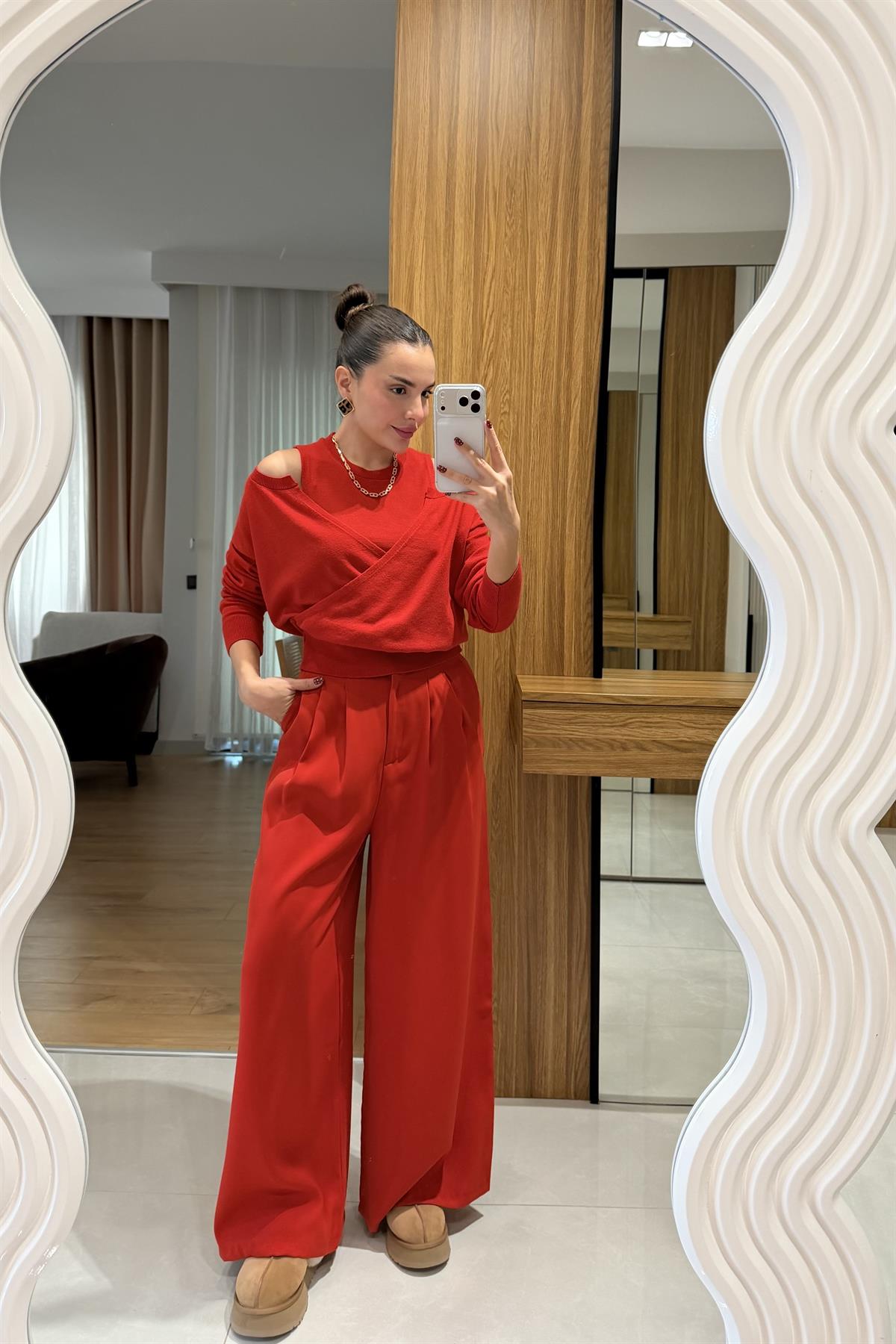 Carolin Kırmızı Palazzo Pantolon