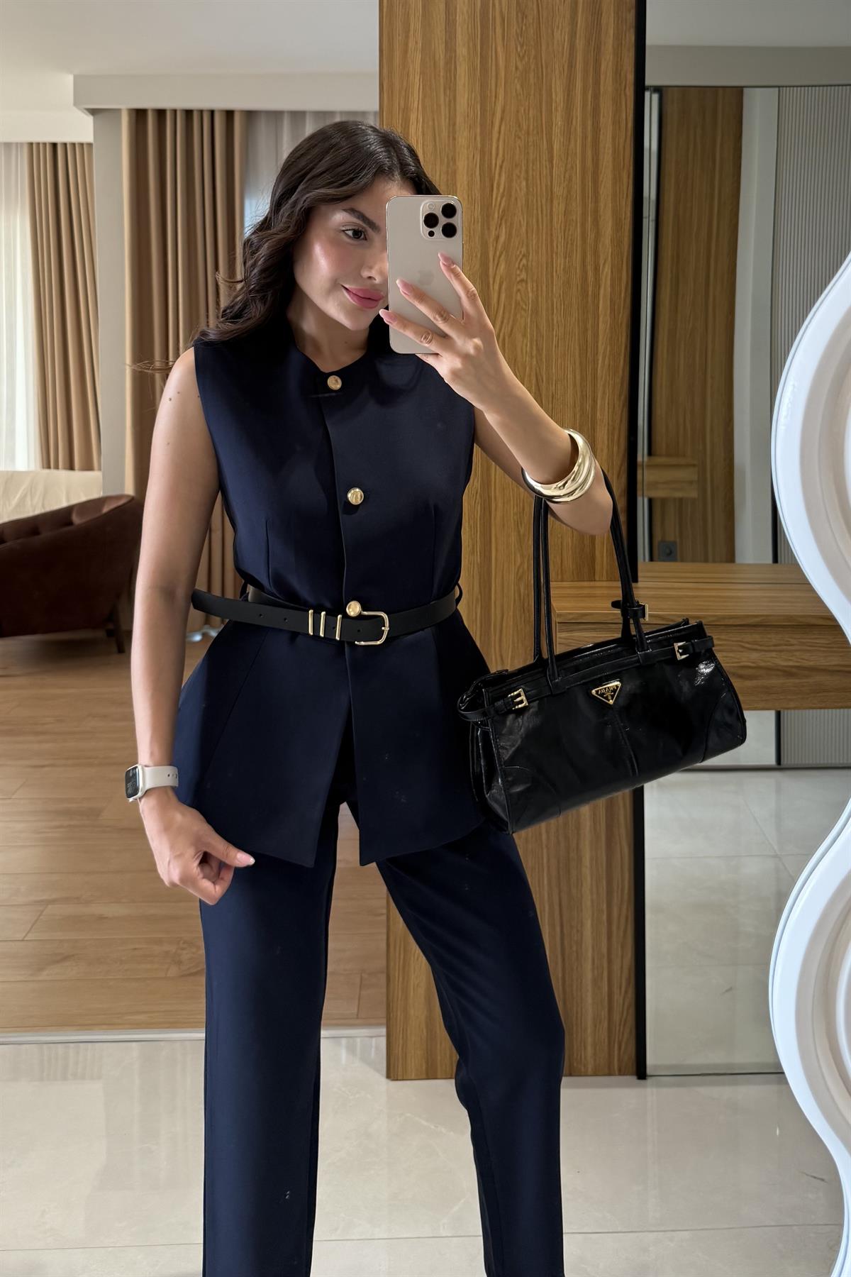 Carter Lacivert Kemerli Premium Takım