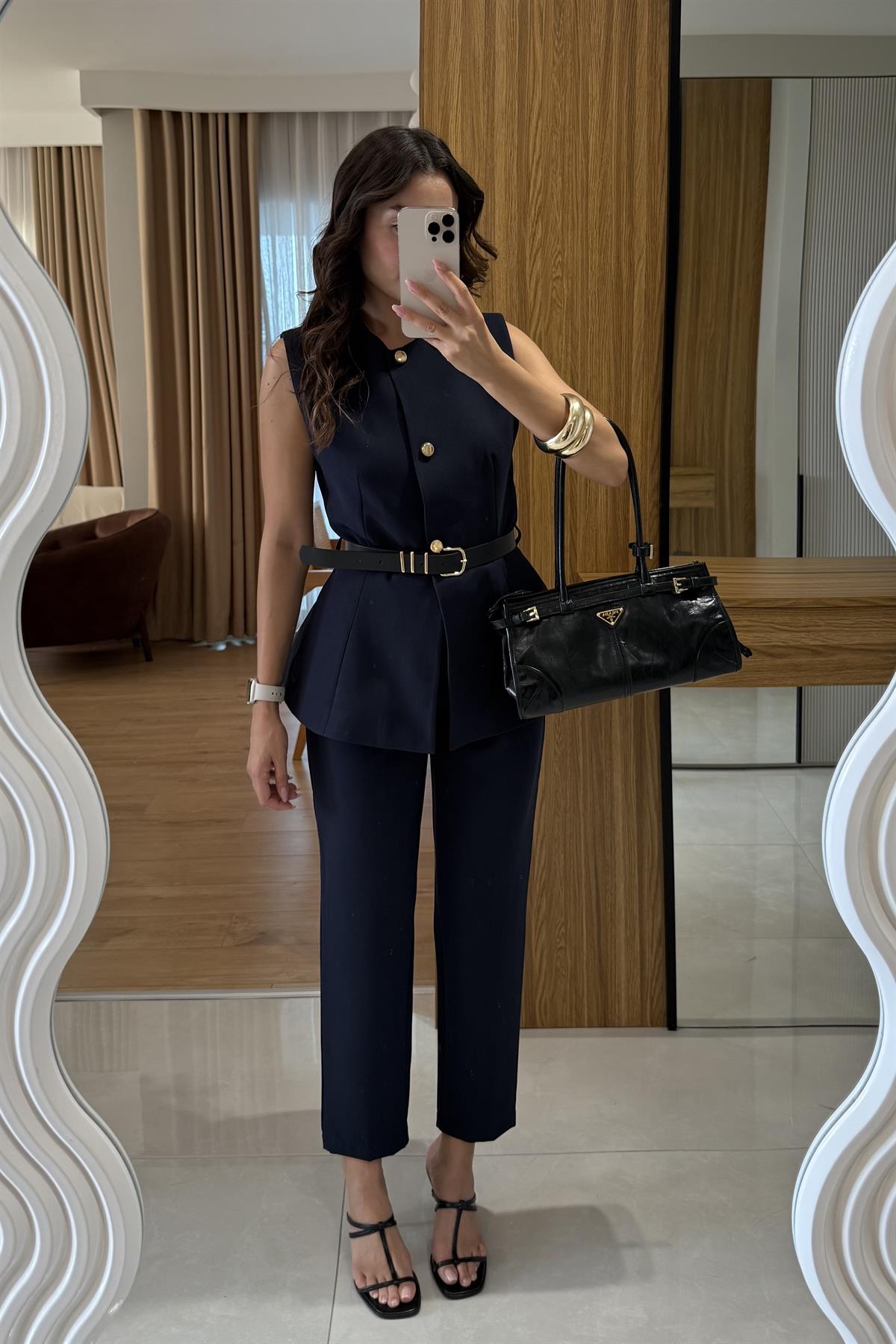 Carter Lacivert Kemerli Premium Takım