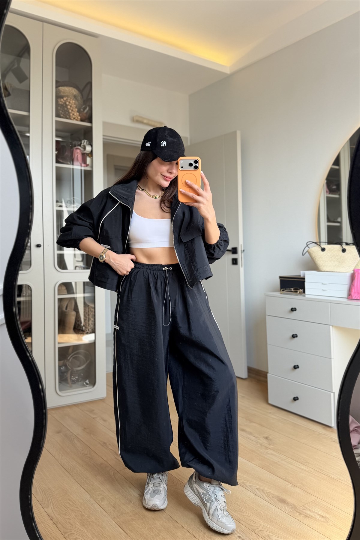 Casper Siyah Paraşüt Spor Ceket