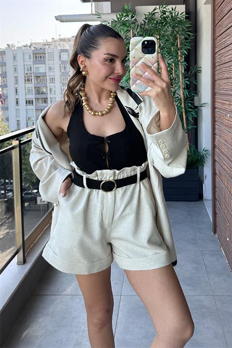Catherine Kemerli Keten Şort 