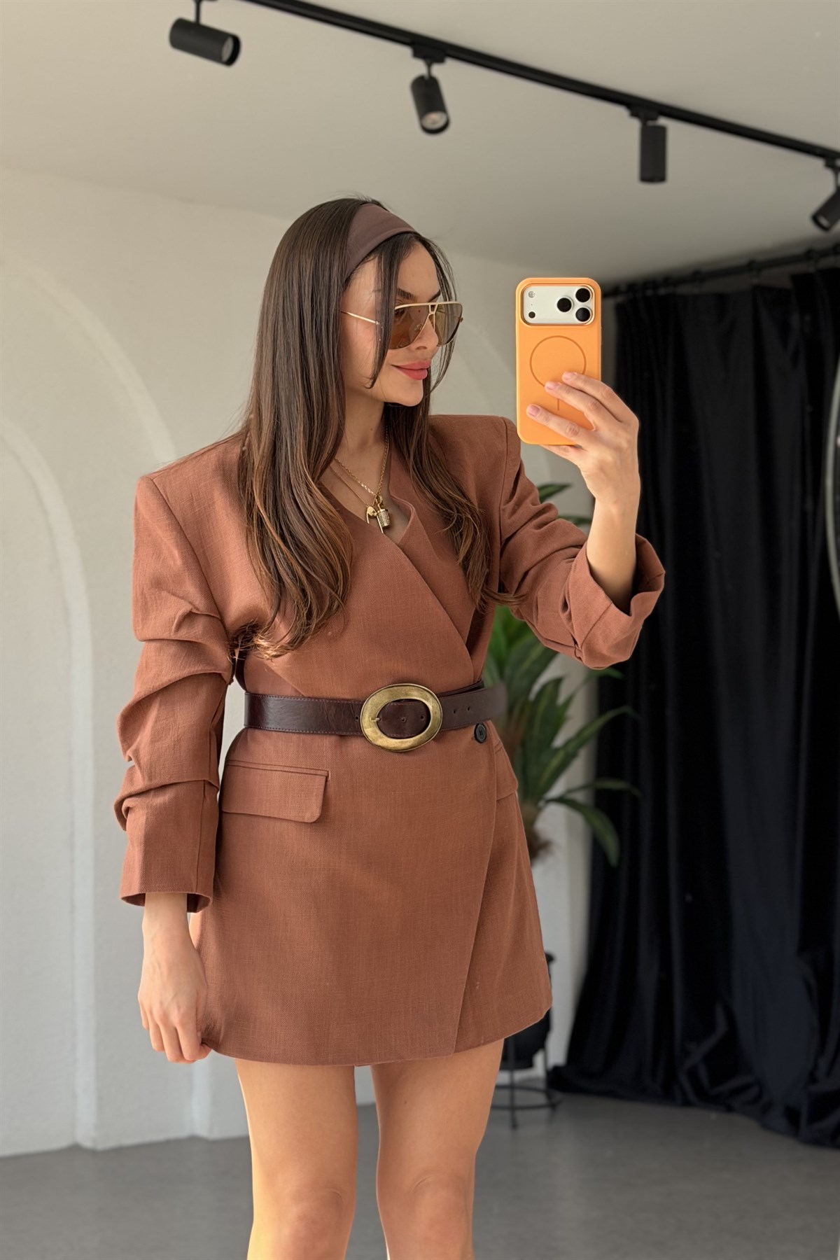 Catia Kiremit Etek Blazer Keten Takım
