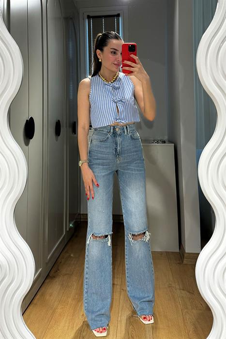 Cecilia Pinterest  Sıfır Kol Mavi Gömlek