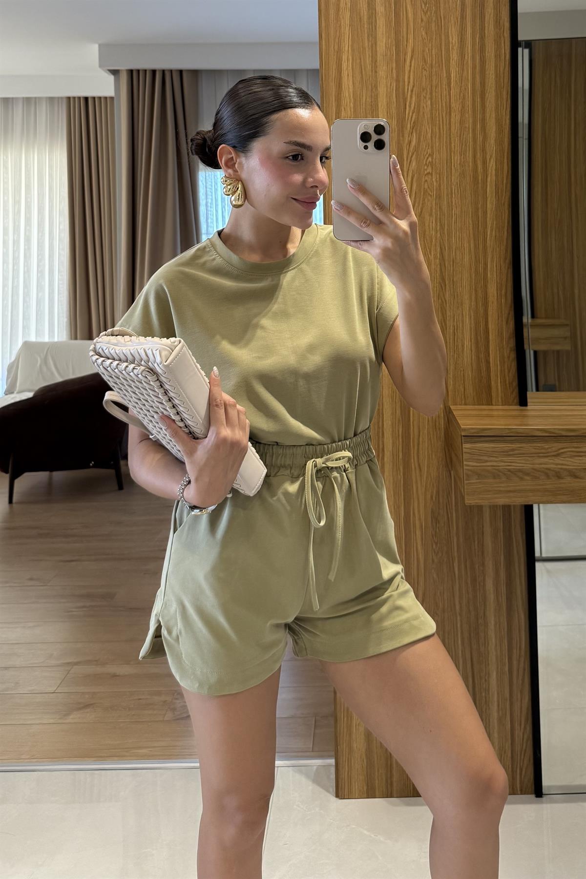 Cedric Çağla Tshirt Şort Modal Takım