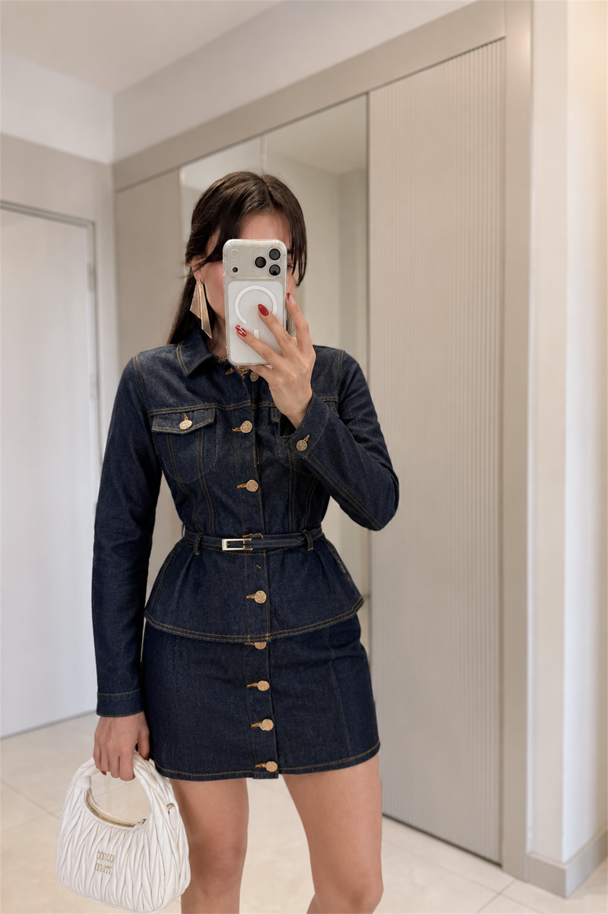 Celeste Denim Etekli Premium Takım