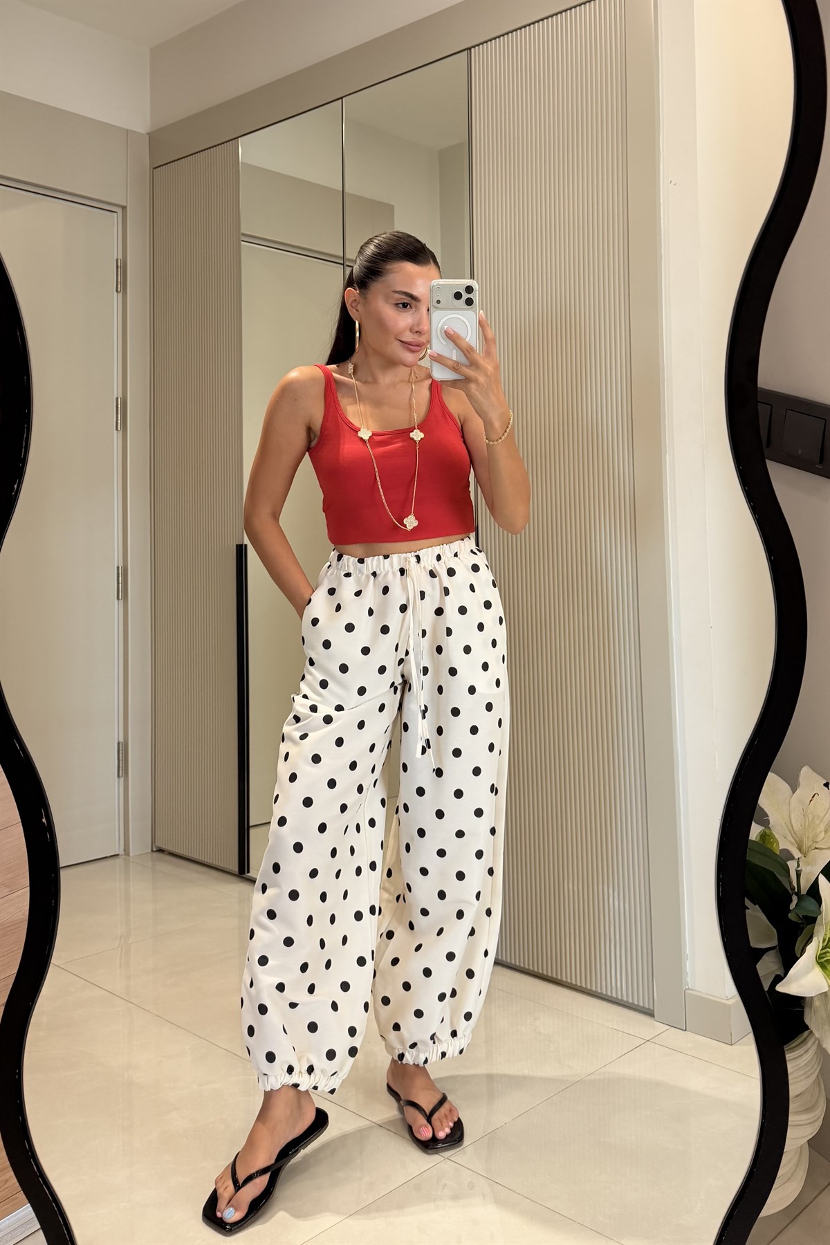 Chain Kırmızı Pedli Askılı Crop