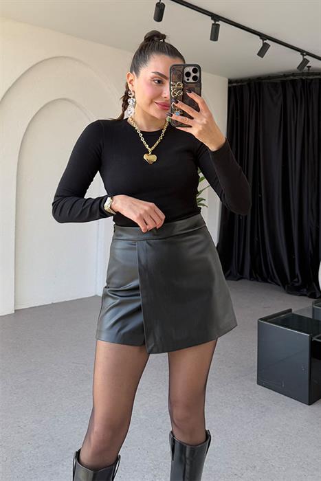 Chames Deri Şort Etek 