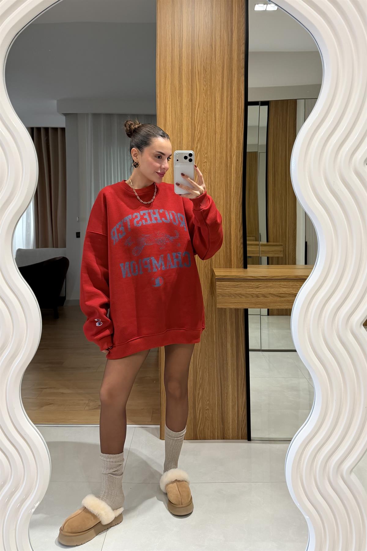 Champion Kırmızı Oversize Sweat