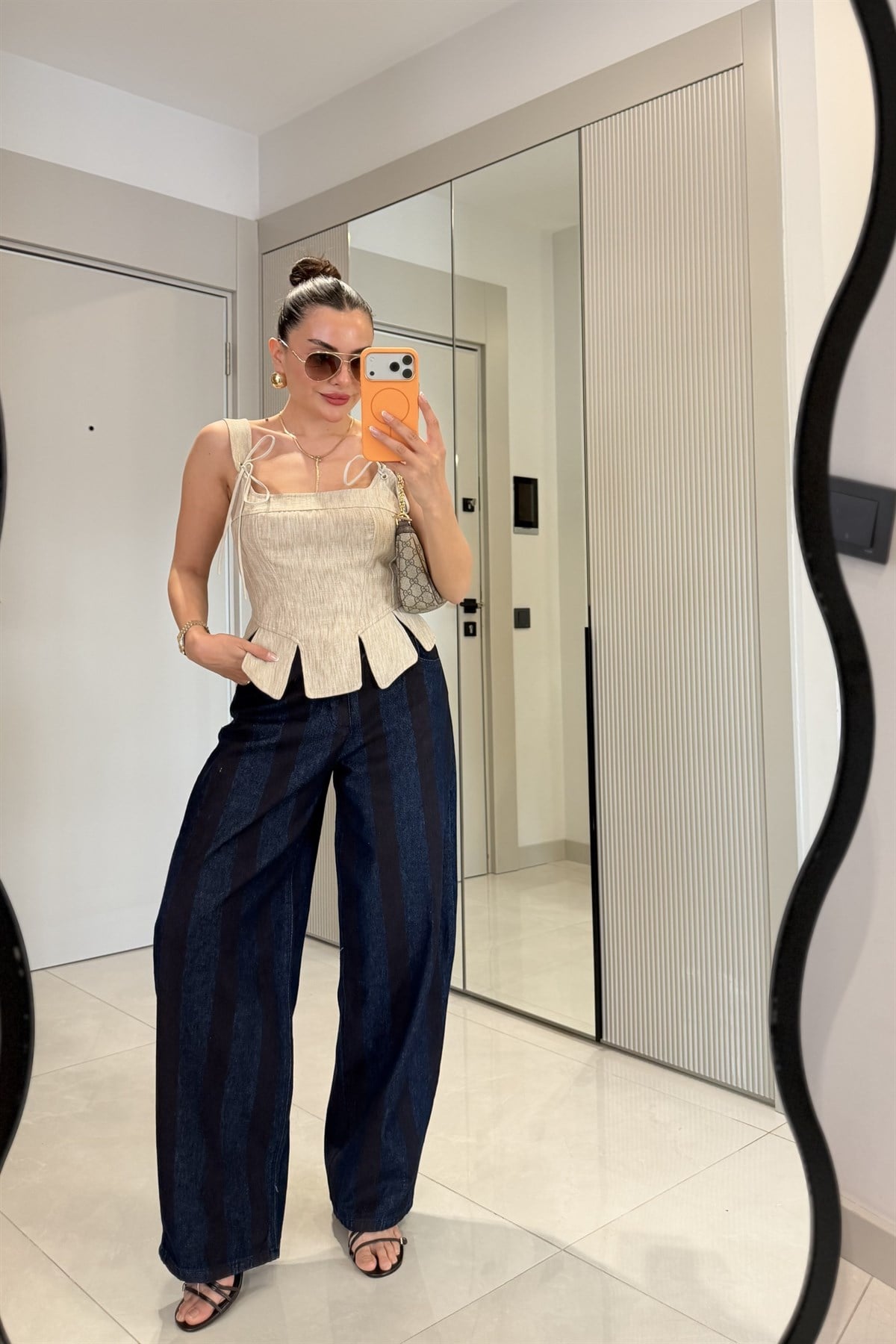 Chana Lacivert Baggy Denim Pantolon