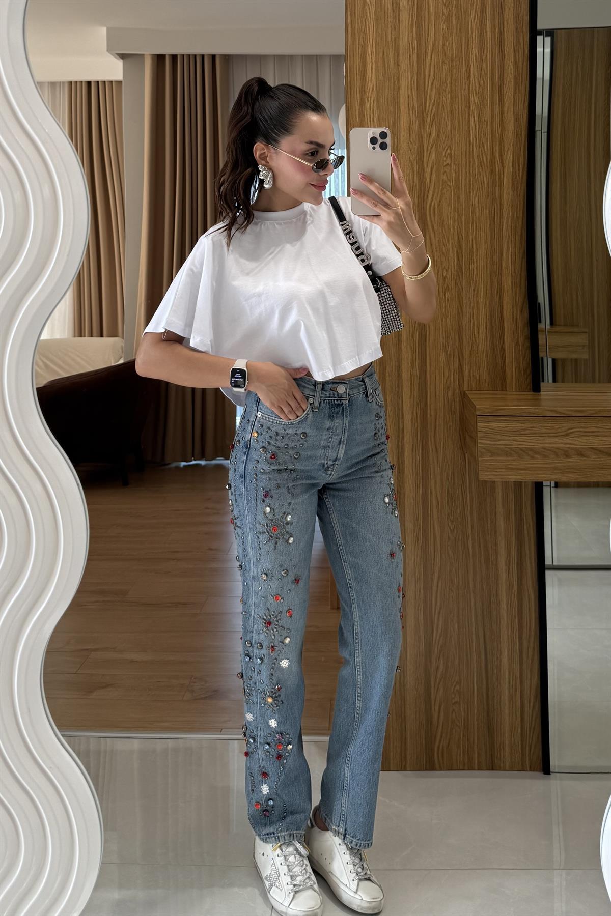 Chella Taş İşlemeli Tasarım Jean