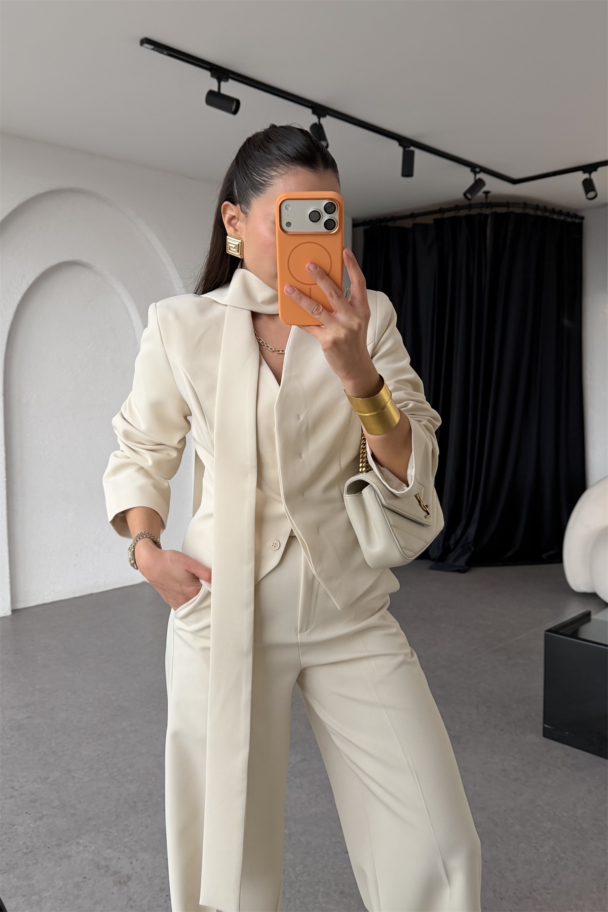 Cherva Bej Şallı Blazer Ceket