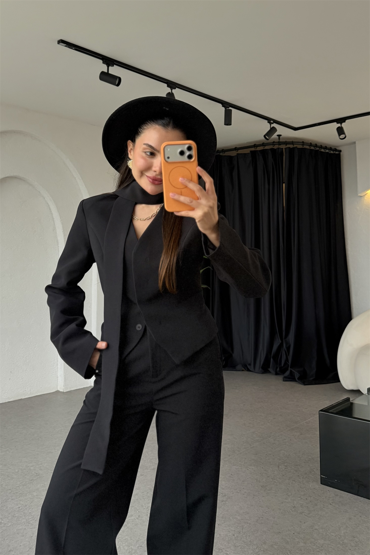 Cherva Siyah Şallı Blazer Ceket
