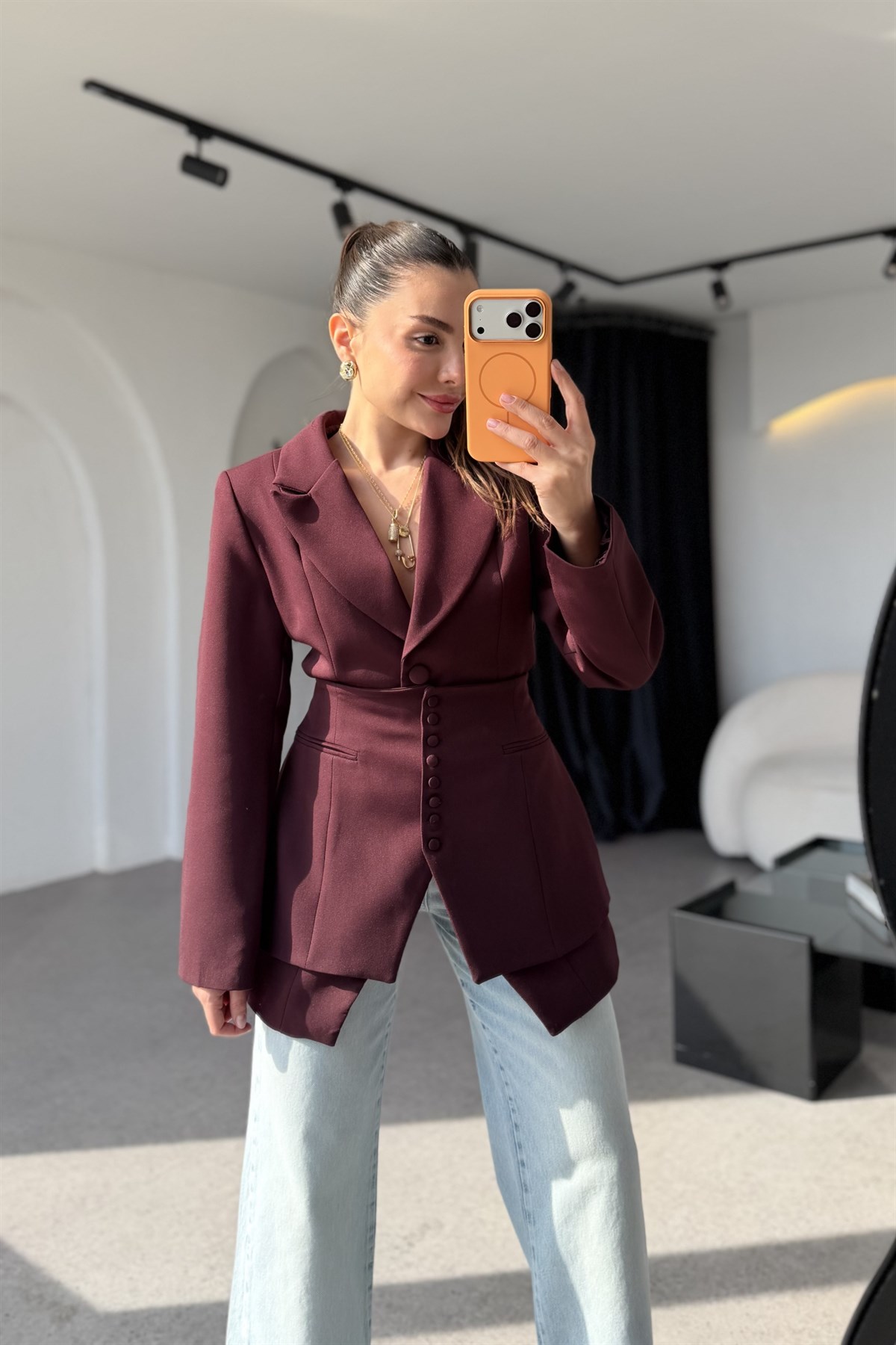Cindy Mürdüm İkili Premium Blazer Ceket